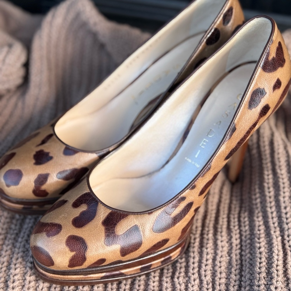 Casadei Brown Leopard Print Stacked Heels